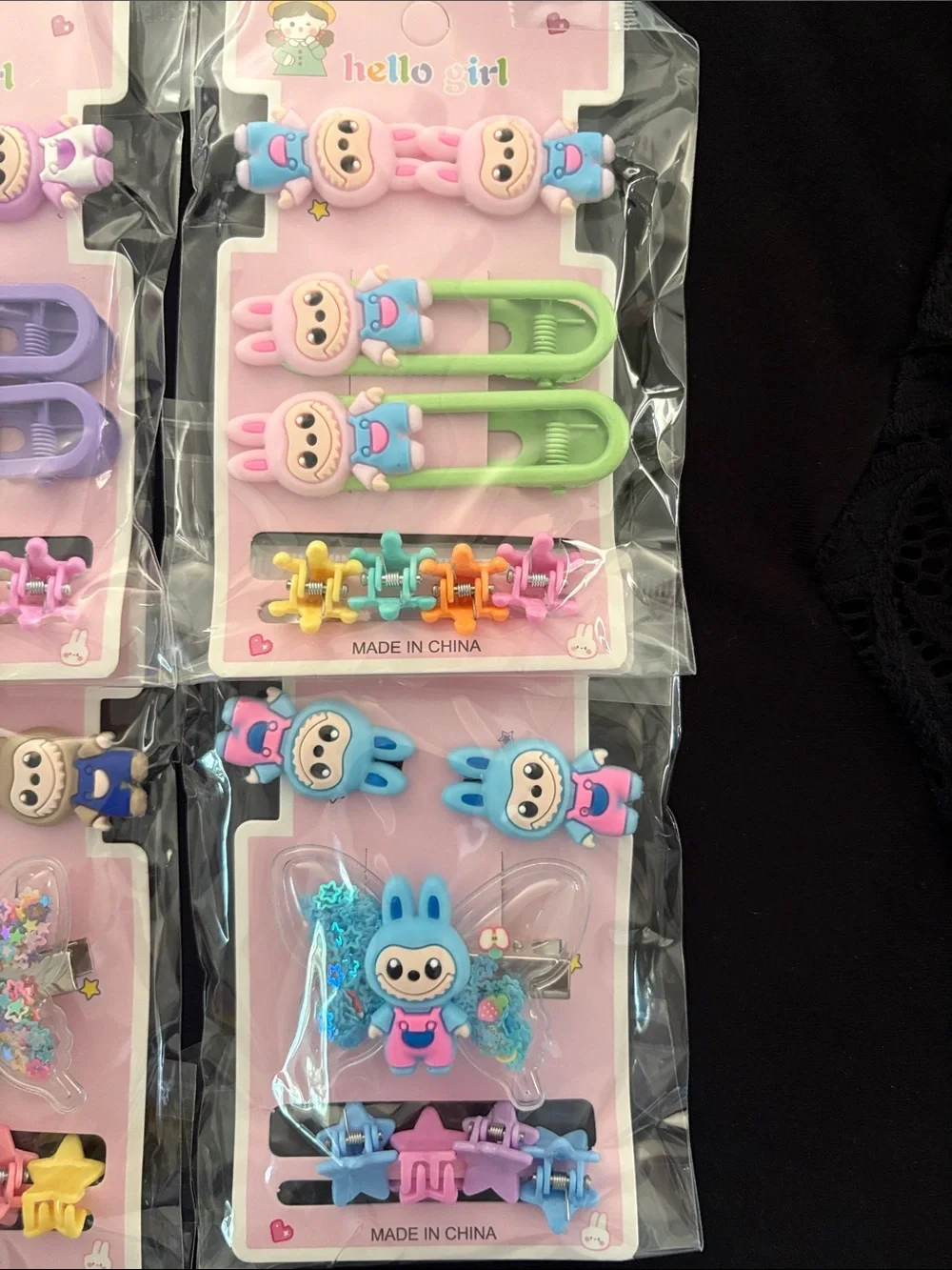 Kids Labubu Hair Clip Sets - Assorted Pastel Colors